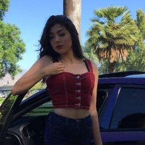 Burgundy Denim Crop Top❣️